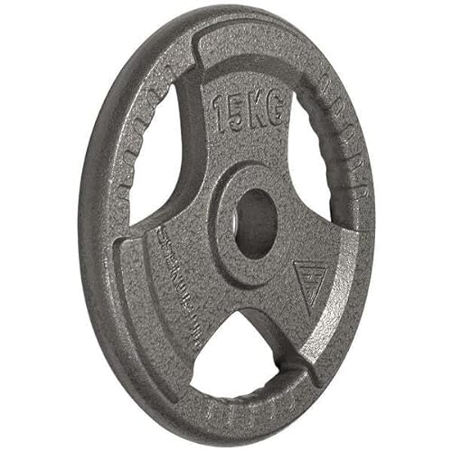 Hit Fitness Olympic Cast Iron Tri-Grip Disco | 15 kg Hierro Fundido, Unisex, Gris Oscuro, 50mm Diameter