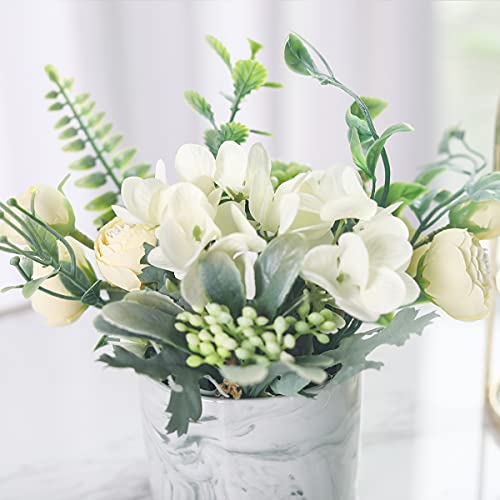 Hobyhoon Flores artificiales de seda con florero, hortensias falsas y crisantemo, arreglo floral para decoración del hogar, boda, centro de mesa, decoración de escritorio de sala de estar