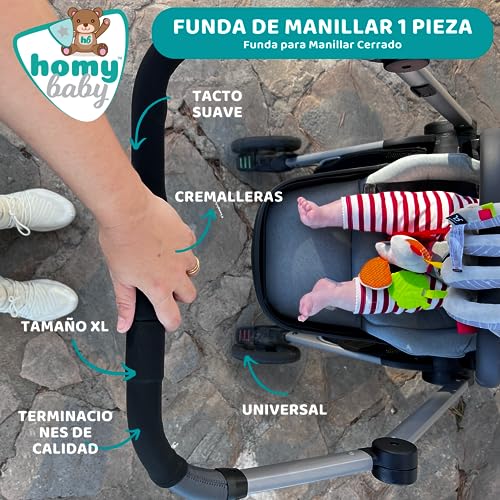 HOMYBABY® Funda manillar carro bebe universal - Funda silla de paseo para manillar - Tejido lavable, resistente y fácil de instalar