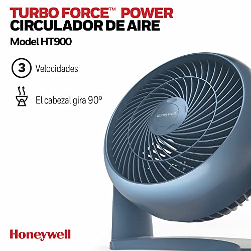 Honeywell Ventilador Potente TurboForce, Refrigeración de Funcionamiento Silencioso, Inclinación Variable de 90°, 3 Ajustes de Velocidad, Anclaje en la Pared, Ventilador de Mesa, HT900NE, Azul