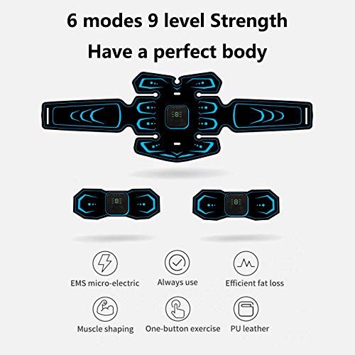 HONGXIAN Masajeador Eléctrico Cinturón con USB, 6 Modos 15 Niveles Diferentes para, EMS Electroestimulador Muscular, Electroestimulacion Estimulación ABS Trainer para Abdomen/Brazo/Piernas/Cintur