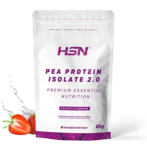 HSN Proteína de Guisante Aislada Sabor Fresa 2 Kg = 67 Tomas | 100% Vegana | Pea Protein Isolate | No-GMO, Sin Gluten, Sin Soja ni Azúcares añadidos