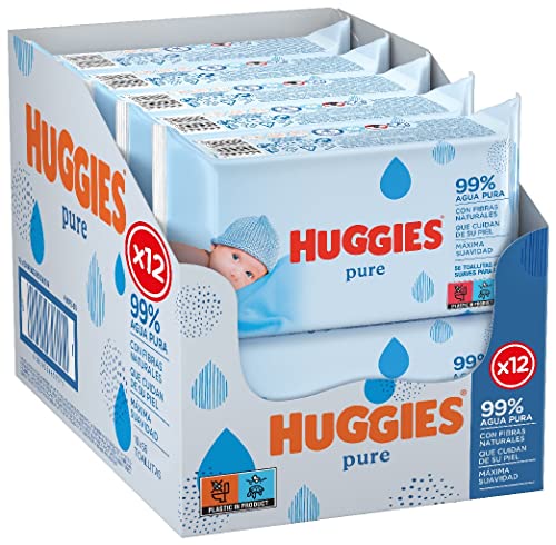Huggies Toallitas Pure para Bebé, 99% agua, 675 toallitas (12 packs de 56 toallitas)