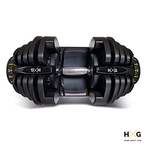 HxG. Mancuerna ajustable individual de 5 a 40 kg, ideal para fitness y ginmasio en casa con peso de rápido ajuste.