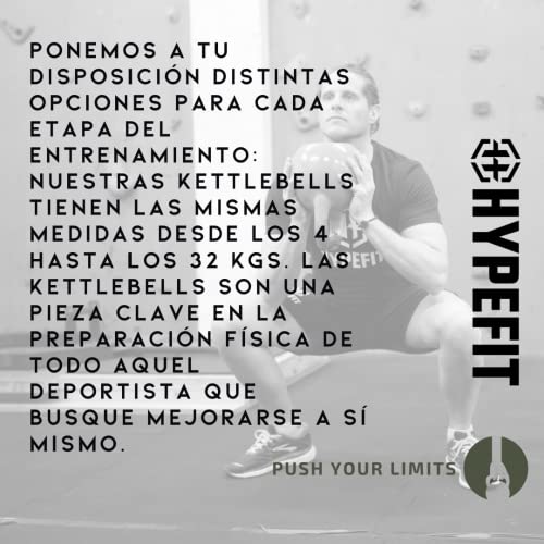 HYPEFIT Kettlebell 10 Kg de Competición | Pesa Rusa Kettlebell de 4 Kg a 32 Kg | Ideal para Fisicoculturismo | Pesas para Crossfit - Entrenamientos de Fuerza Musculatura y Core