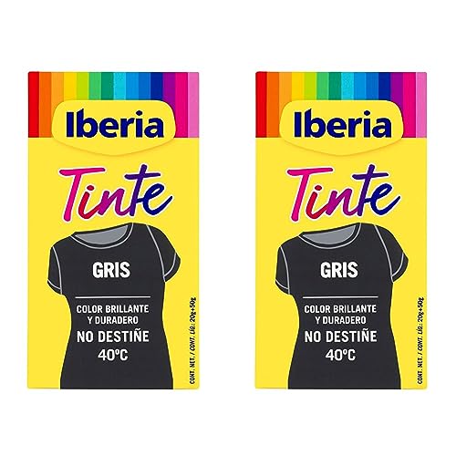Iberia - Tinte Gris para ropa, 40°C, 70 gr (214113) (Paquete de 2)