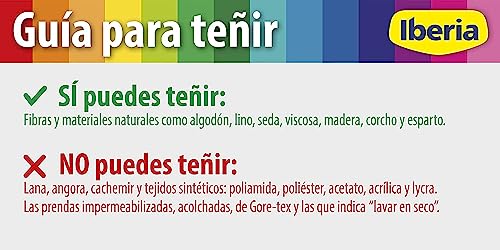 Iberia - Tinte para Ropa Color Negro, Color Brillante y Duradero, no Destiñe, Incluye Cubeta con Fijador y Dos Sobres de Tinte, Apto para Teñir en Lavadora y a Mano - Pack 6 x 70 gr