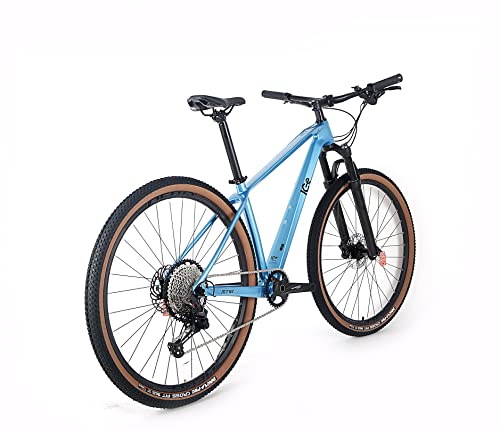 ICe Bicicleta de montaña MT10 Cuadro de Fibra de Carbono, Rueda 29', monoplato, 12V (Azul, 19')