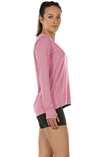icyzone Camiseta de Yoga Deportiva de Manga Larga para Mujer (M, Pink Mist)