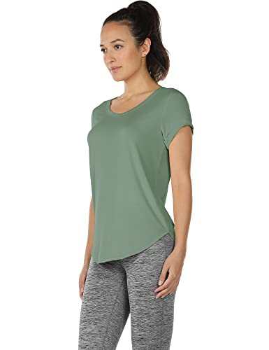 icyzone Camiseta de Yoga Deportiva de Suelta Transpirable de Manga Corta de Espalda Abierta para Mujer,Pack de 2 -S-