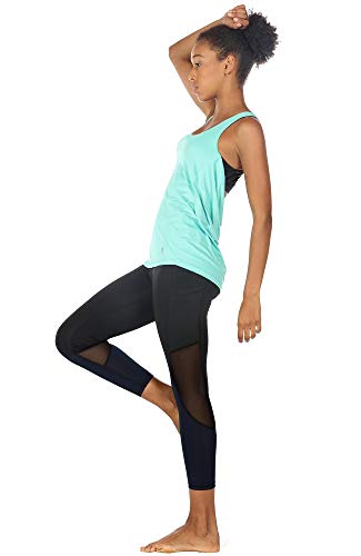 icyzone Camisetas de Yoga para Mujer con Brasier Integrado para Entrenamiento, Gimnasio, Chaleco Deportivo (S, Cayos de Florida)