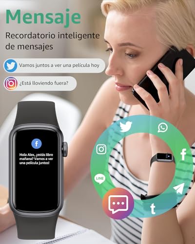 IMFRCHCS Reloj Inteligente Mujer Hombre, 1.47''Smartwatch con Oxímetro de Pulso (SpO2) Pulsómetro Sueño Podómetro, 137 Modos Fitness Deportivos, Impermeable IP68 Pulsera Actividad para Android iOS