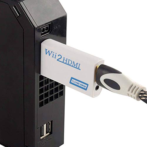 INF Adaptador de Wii a HDMI, adaptador convertidor de Wii a HDMI 720/1080P HD con salida de audio de 3,5 mm, convertidor de Wii a HDMI para Wii Monitor Beamer TV (blanco)