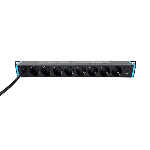 Infitronic - Regleta de 19 Pulgadas INSV1002-19 Pulgadas para Rack 8 x 1U con 2 x USB Charging/Switch