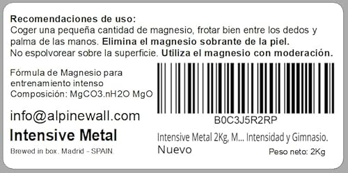 Intensive Metal 2Kg, Magnesio para Crossfit. Fórmula Entrenamiento Diario de Intensidad y Gimnasio.