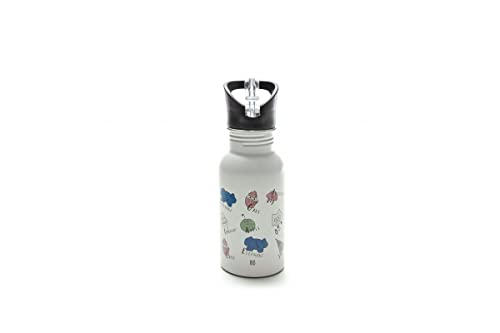 Iris barcelona - Botella de Acero Inoxidable Snack Rico, Botella Reutilizable con Tapón a Rosca, Pajita y Asa, 400 ml