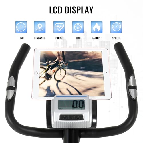 ISE Bicicleta Estática con 8 Niveles de Sistema magnético externo bidireccional, bicicleta estatica con LCD Pantalla, sensores de Pulso y Soporte para Tablet, bici estatica para Casa, SY-8826