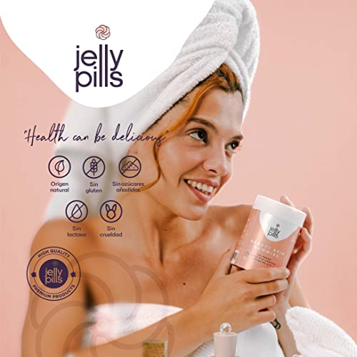 Jelly Pills® Gominolas de Colágeno Hidrolizado Ácido Hialurónico Coenzima Q10 & Vitamina C - Sin azúcares añadidos - 60 gummies para 2 meses - Para Piel, Huesos y Articulaciones