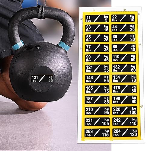 JISADER Etiqueta adhesiva de peso de 5 kg a 120 kg Etiqueta adhesiva de peso para equipos de gimnasio