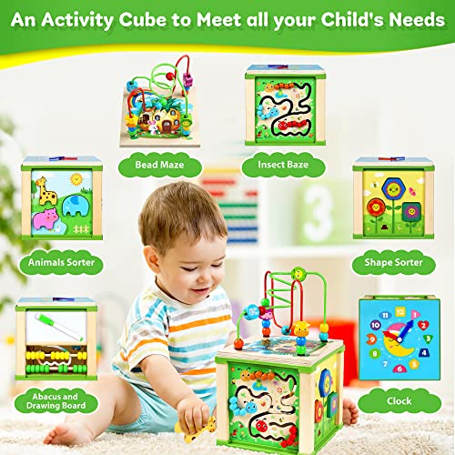 Jojoin Cubo de Madera, Actividades Montessori, Habilidades Brinquedos Regalo Educativo, Juguete para Niño 1 a 2 años