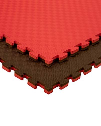 JOWY Packs Estructura Tatami Puzzle con más Densidad para Gimnasio Artes Marciales Judo | Suelo Tatami Profesional 25mm Colores Rojo/Azul y Rojo/Negro Reversible (Rojo/Negro, 8m2)