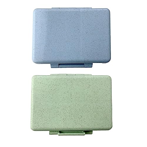 Juego de 2 pastilleros Jiugongge con mini compartimento portátil, sellado, impermeable y resistente a la humedad, para viajes, viajes de negocios, deportes (azul, verde)