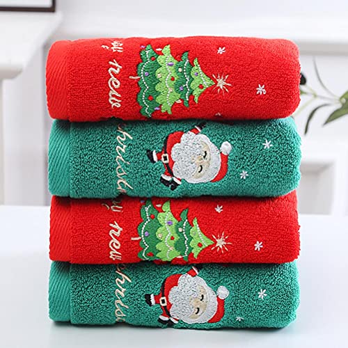 Juego de 2 toallas de mano de Navidad 100% algodón puro toallas de baño, juego de toallas decorativas de baño, diseño de patrón de Navidad
