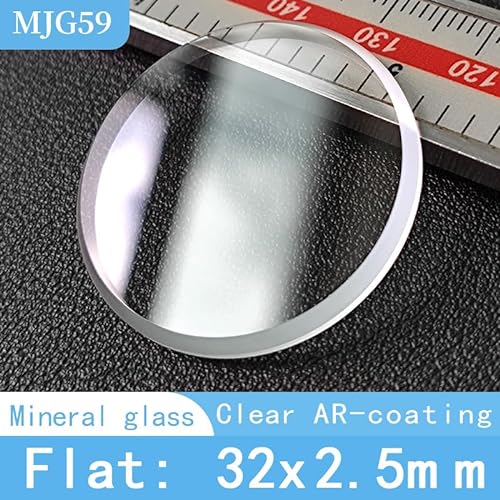 JUMELA Mineral Watch Glass Flat 32 * 2.5mm MOD Crystal Compatible For 6306 6309 7002 7548 Blue/Red/Clear AR Coating Replacement Parts 1pc (Color : Clear AR)