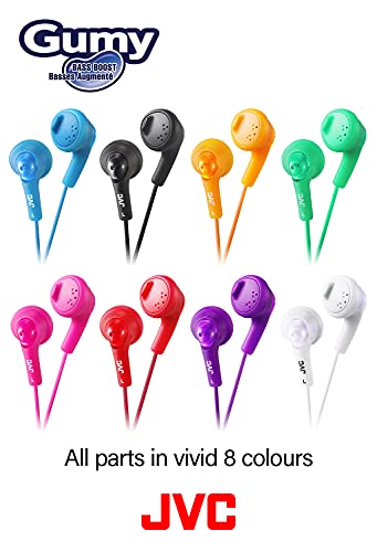 JVC Gumy HA-F160 - Auriculares In Ear con Cable de 1 metro para Android, iPhone, Ordenadores, Portátiles, Consolas y más (Imán de Neodimio, Jack de 3,5 mm, 15 Hz - 20 KHz), Color Rosa