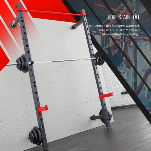 K-Sport: Rack de pared cuadrado con barra de dominadas para montaje en pared de hasta 225 kg, soporte para sentadillas con dominadas I estación de fuerza ideal para el hogar