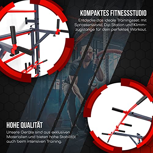 K-Sport: set de entrenamiento - tablero con estación de inmersión y barra de dominadas, estación de fuerza para entrenamientos exigentes, equipo de fitness profesional para el hogar