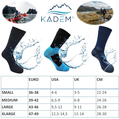 Kadem® Calcetines impermeables para deportes acuáticos, deportes de invierno, camping, pesca, trekking, trail, vela, senderismo, ciclismo, senderismo, rafting, Wudu Mest Corap, remo, caminata,