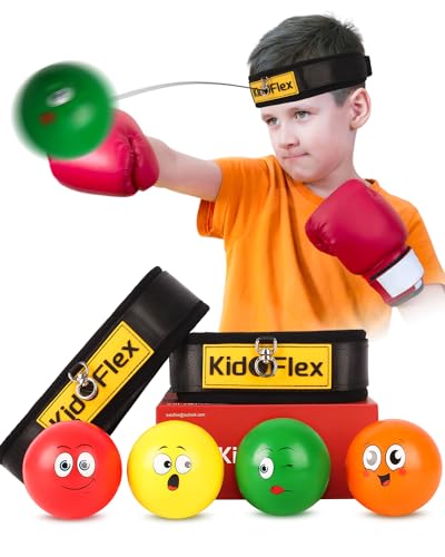 KidoFlex Pelota reflectante de boxeo, 4 unidades, pelota de entrenamiento de boxeo, pelota de boxeo con diadema, entrenamiento de velocidad adecuado para adultos/niños, el mejor equipo de boxeo para