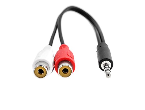 KnnX 28053 - Cable de Audio estéreo bidireccional - Conector Macho de 3,5mm a 2 x RCA Phono Hembra - Longitud: 20 cm