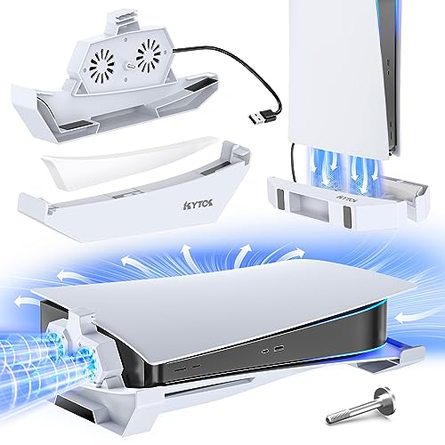 Kytok Soporte PS5 con Ventilador Silencioso, Soporte Horizontal y Vertical con Refrigerador para PS5, Soporte para Playstation 5 con Ventilador de Refrigeración