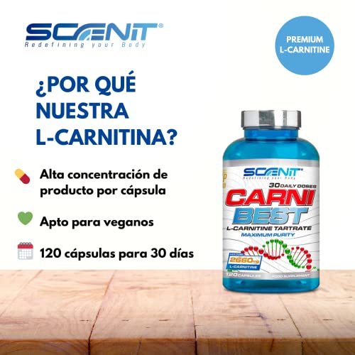 L Carnitina - CARNI BEST - 2660 mg por dosis diaria - L Carnitina Capsulas - L Carnitina Tartrato - Suplemento de L- Carnitina en capsulas - L - Carnitina - 120 cápsulas veganas