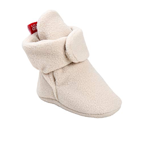 LACOFIA Zapatos de calcetín de bebé Invierno Botas Antideslizantes de Suela Blanda para bebé niño o niña Beige 12-18 Meses