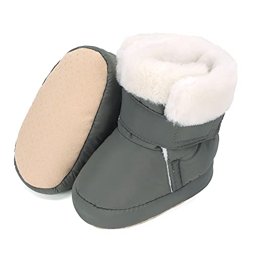 LACOFIA Zapatos de Invierno para Bebés Niños Botas Antideslizantes de Suela Blanda para Bebés Gris 6-12 Meses