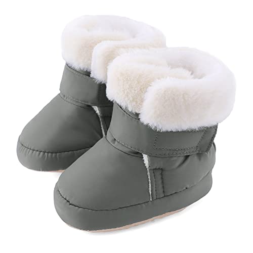 LACOFIA Zapatos de Invierno para Bebés Niños Botas Antideslizantes de Suela Blanda para Bebés Gris 6-12 Meses