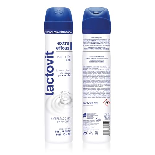 Lactovit - Desodorante Extra Eficaz con Microcápsulas Protect, 0% Alcohol, Anti-irritaciones y Eficacia 48H, El ambalaje puede variar