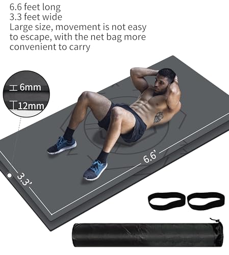 LaiEr Esterilla de yoga de gran tamaño extra de TPE para ejercicio, fitness, gimnasio, pilates, abdominales, estiramientos con bolsa de transporte y correas (200cmX100cmX6mm).