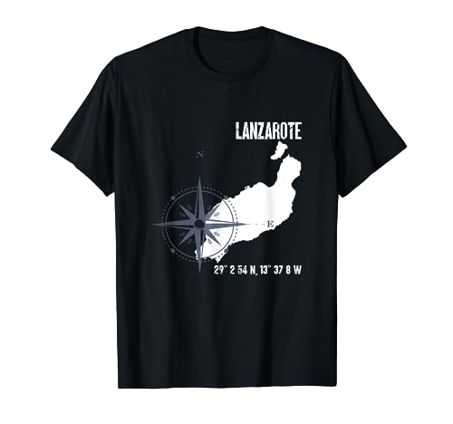 Lanzarote Isla Atlántica Coordenadas Mapa Vacaciones Camiseta