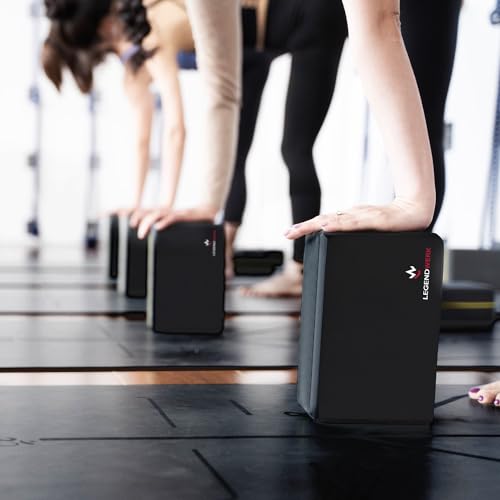 Legendwerk® 2X Bloques de Yoga robustos y Antideslizantes - Paquete Doble de Bloques de Yoga para Pilates, meditación, Fitness - Accesorios de Yoga para Principiantes y usuarios avanzados (Negro)