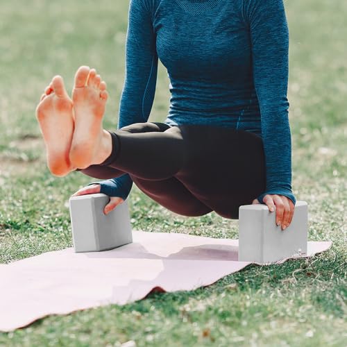 Legendwerk® 2X Bloques de Yoga robustos y Antideslizantes - Paquete Doble de Bloques de Yoga para Pilates, meditación, Fitness - Accesorios de Yoga para Principiantes y usuarios avanzados (Gris)