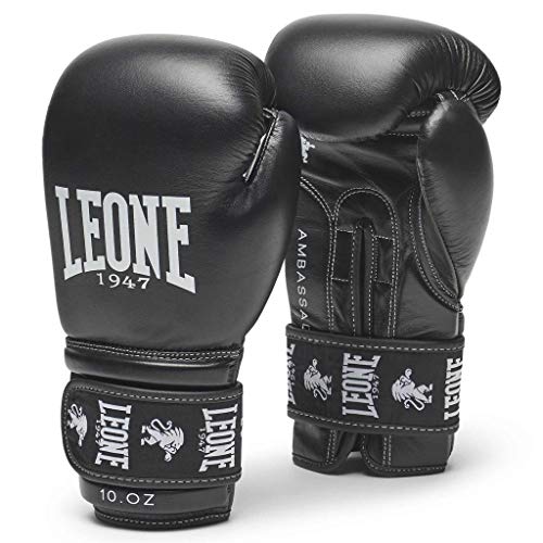 LEONE 1947 Ambassador Boxing Gloves Unisex Adult, Black, 14oz