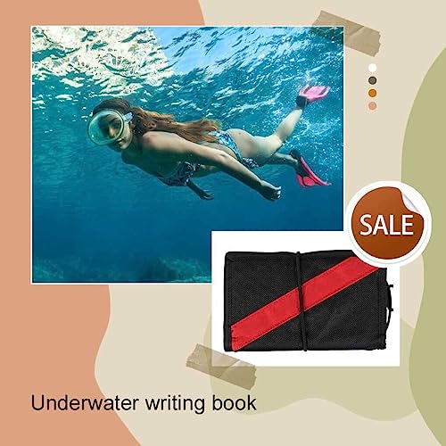 lerwliop Bloc de notas subacuático impermeable multifuncional sumergible portátil pequeño conveniente buceo natación deportes al aire libre, negro rojo