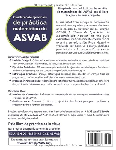 Libro de Ejercicios de Matemáticas ASVAB: El repaso más completo para la sección de matemáticas del examen ASVAB