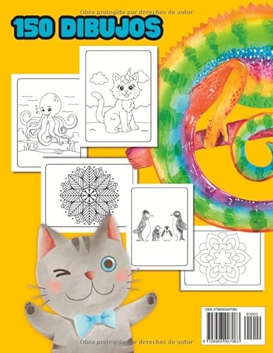 LIBRO GIGANTE INFANTIL PARA COLOREAR: 150 páginas de pura diversión en gran formato / Mejora las habilidades motrices finas de tu hijo con más de 100 bonitos animales en bellos paisajes para colorear.