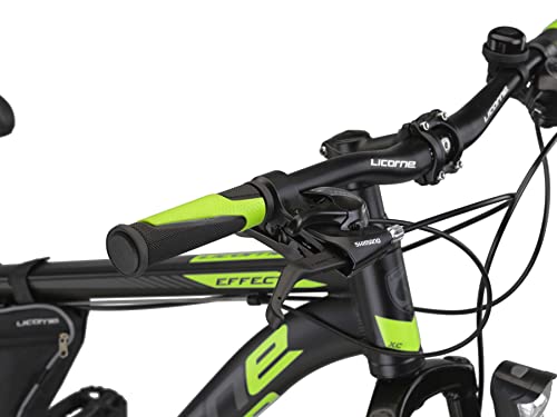 Licorne Bike Effect Premium - Bicicleta de montaña 27,5 Pulgadas - para niños, niñas, Hombres y Mujeres - Cambio de 21 velocidades - para Hombre - Negro/Lime (2 Frenos de Disco)