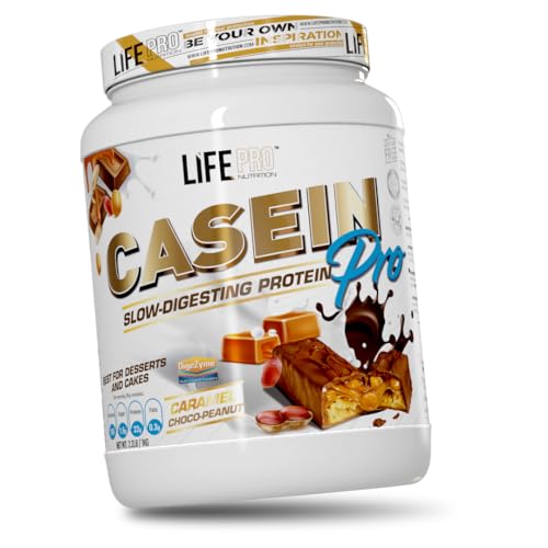 Life Pro Casein Pro 900g | Caseína de Absorción Lenta | Aporte Proteico Continuado Para Mantenimiento y Recuperación de Masa Muscular (SNIICKERS (CARAMEL CHOCO-PEANUT))